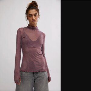 Free People Intimately Women Mauve Dance All Night Long Sleeve Top Size M NWT